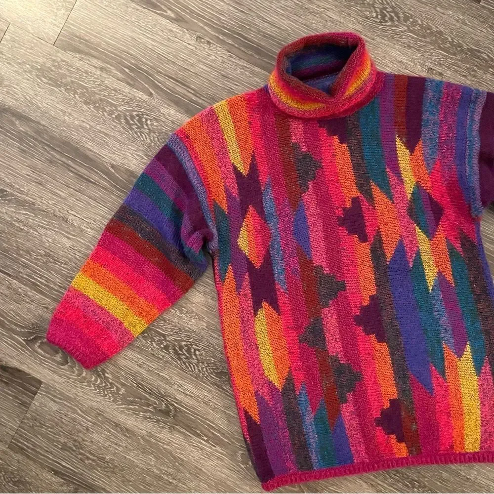 Mariea Kim vintage turtleneck colorful sweater